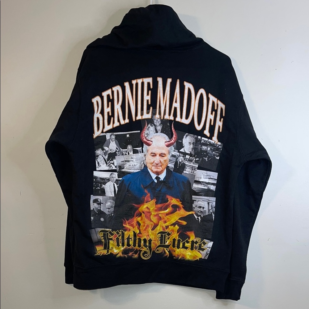 Filthy Lucre Mens Hooded Bernie Madoff Sweatshirt Medium Euc Filthy Lucre Mens Hooded Bernie Madoff Sweatshirt Medium Euc